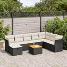 Zwarte tuinset van gepoedercoated staal voor terras en tuinruimte - Zwart en crème / met opbergruimte - Tuinsets