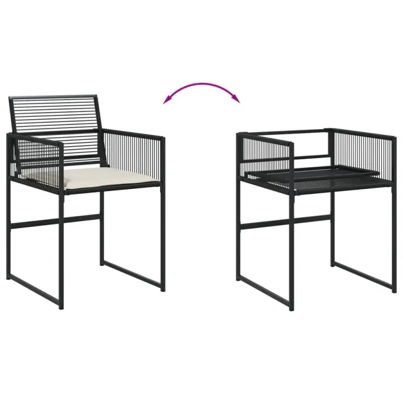 Zwarte tuinset van PE-rattan en gepoedercoat staal met ruime afmetingen - Tuinsets