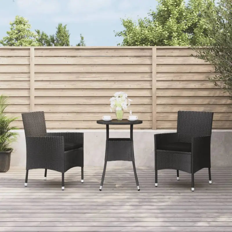 Zwarte tuinset van poly rattan en gepoedercoat staal voor comfort - Zwart - Tuinsets