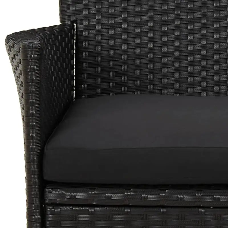 Zwarte tuinset van poly rattan en gepoedercoat staal voor comfort - Tuinsets