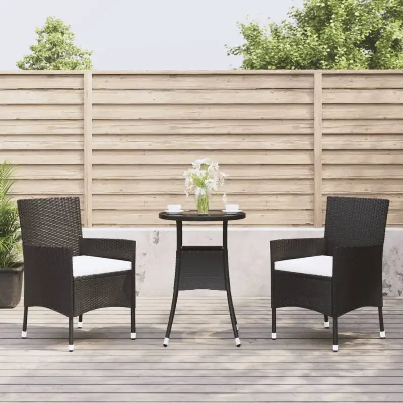 Zwarte tuinset van poly rattan en gepoedercoat staal voor comfort - Zwart en wit - Tuinsets