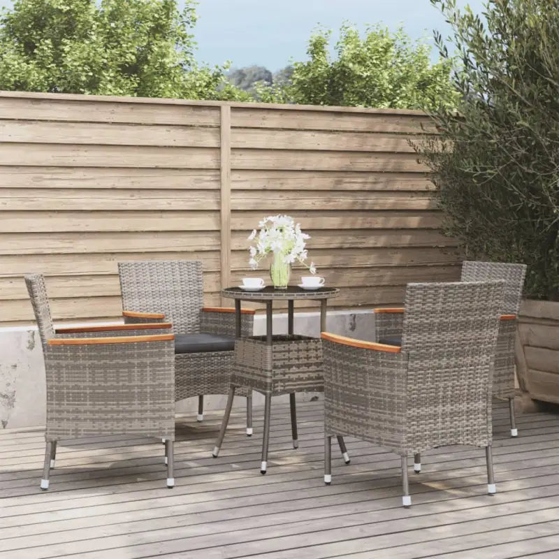 Zwarte tuinset van poly rattan en gepoedercoat staal voor comfort - Donkergrijs - Tuinsets