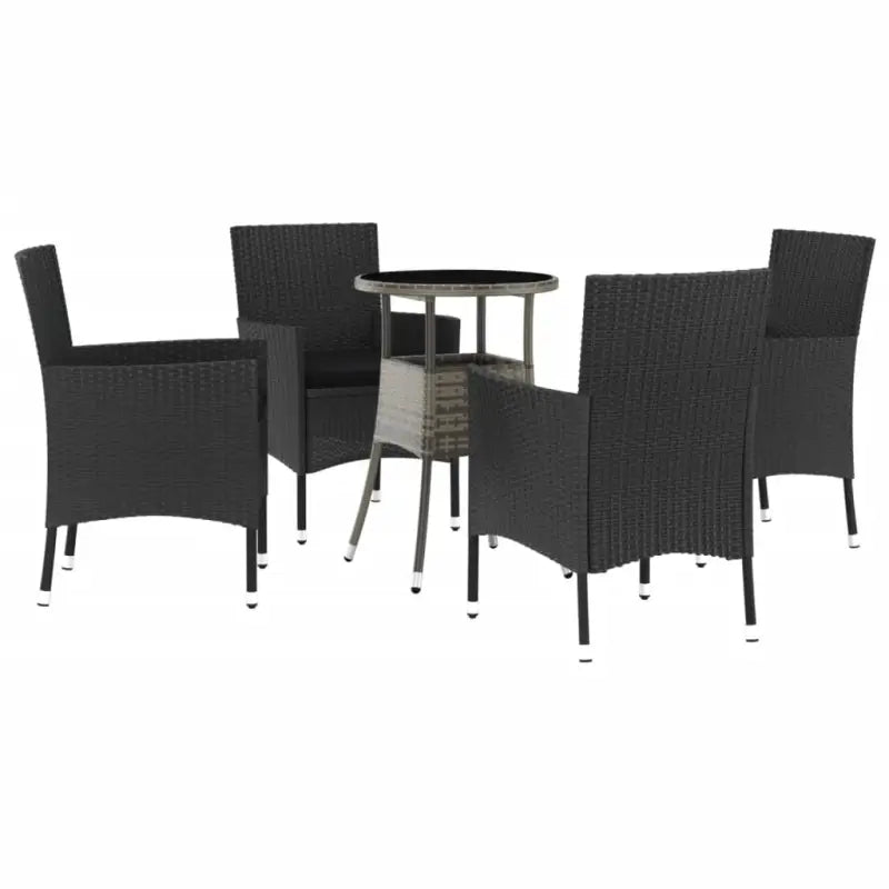 Zwarte tuinset van poly rattan en gepoedercoat staal voor comfort - Tuinsets