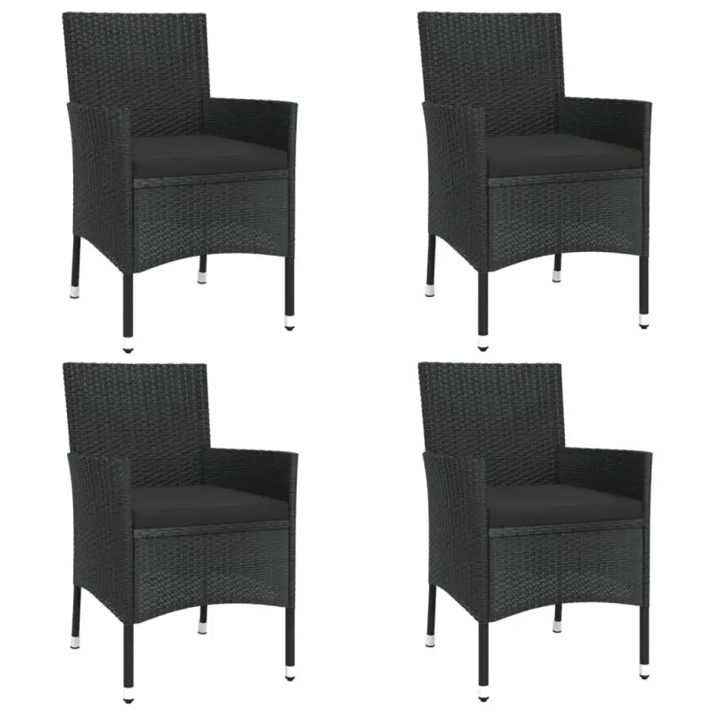 Zwarte tuinset van poly rattan en gepoedercoat staal voor comfort - Tuinsets