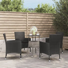 Zwarte tuinset van poly rattan en gepoedercoat staal voor comfort - Effen zwart - Tuinsets