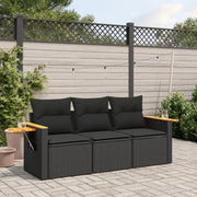 Zwarte tuinset van poly rattan met wasbare hoes voor buitenplezier - Tuinsets