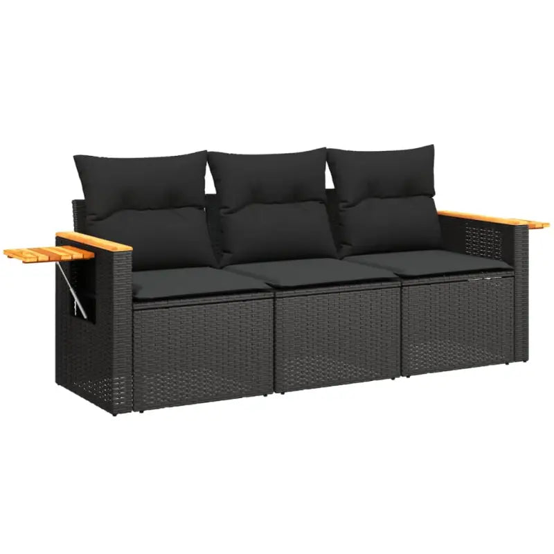 Zwarte tuinset van poly rattan met wasbare hoes voor buitenplezier - Tuinsets