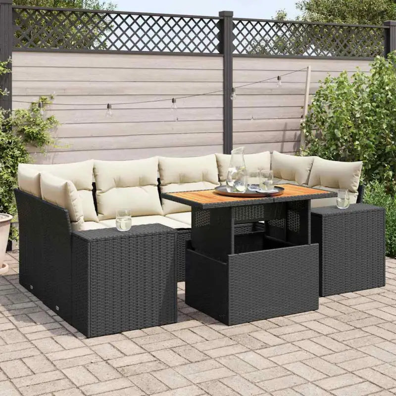 Zwarte tuinsets van gepoedercoat staal voor comfort en stijl - Zwart en crème / met opbergruimte - Tuinsets