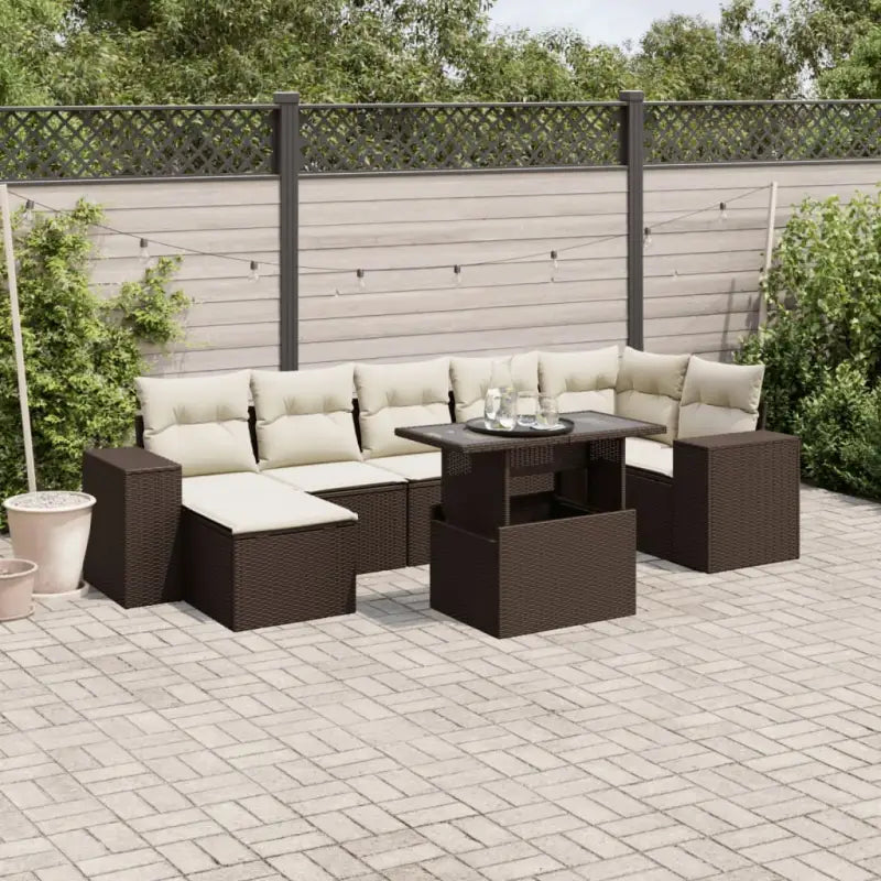 Zwarte tuinsets van gepoedercoat staal voor comfortabel buiten genieten - Bruin en crème / zonder opbergruimte