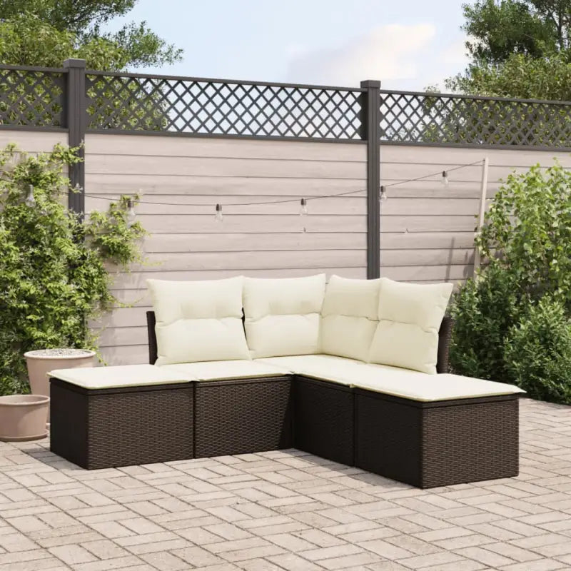 Zwarte tuinstoelenset met waterdichte tas en gepoedercoat staal - Bruin en crème / Zonder tafel - Tuinsets