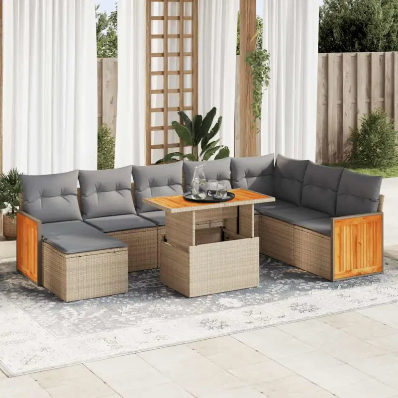 Zwarte tuinstoelset van gepoedercoat staal met comfortabele afmetingen - Beige en grijs / met opbergruimte - Tuinsets