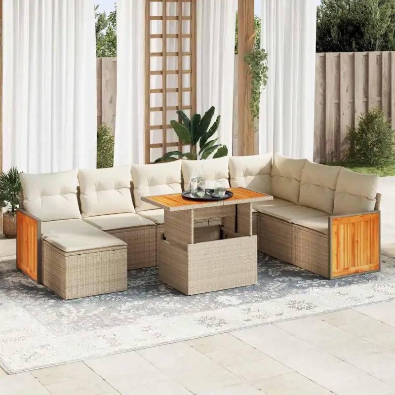 Zwarte tuinstoelset van gepoedercoat staal met comfortabele afmetingen - beige en crèmekleurig / met opbergruimte