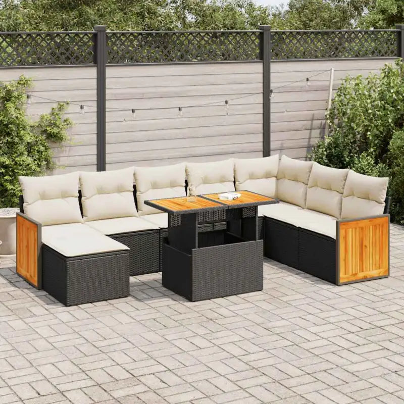 Zwarte tuinstoelset van gepoedercoat staal met comfortabele afmetingen - Zwart en crème / met opbergruimte - Tuinsets