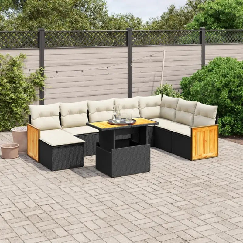 Zwarte tuinstoelset van gepoedercoat staal met comfortabele afmetingen - Zwart en crème / zonder opbergruimte - Tuinsets