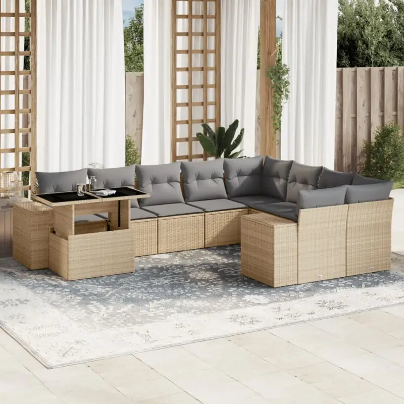 Zwarte tuinstoelset van gepoedercoat staal met comfortabele afmetingen - Beige en grijs - Tuinsets