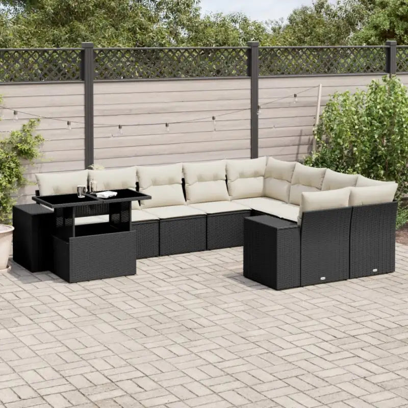 Zwarte tuinstoelset van gepoedercoat staal met comfortabele afmetingen - Zwart en crème - Tuinsets