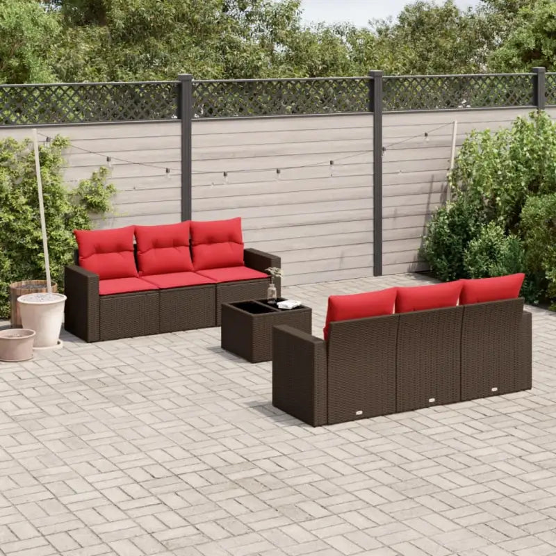 Zwarte tuinstoelset van gepoedercoat staal met comfortabele afmetingen - Bruin en rood - Tuinsets