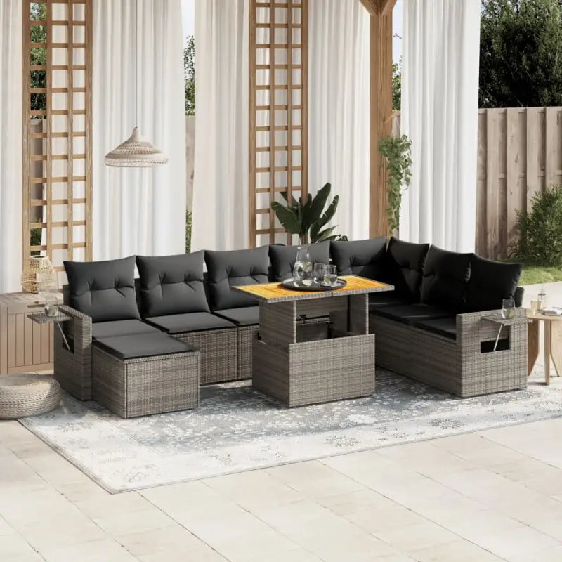 Zwarte tuinstoelset van gepoedercoat staal met elegante afmetingen - Grijs / zonder opbergruimte - Tuinsets