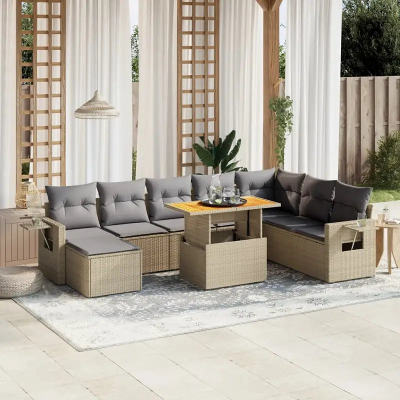 Zwarte tuinstoelset van gepoedercoat staal met elegante afmetingen - Beige en grijs / zonder opbergruimte - Tuinsets