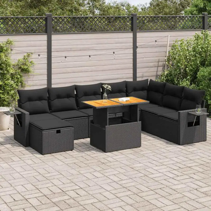 Zwarte tuinstoelset van gepoedercoat staal met elegante afmetingen - Zwart / met opbergruimte - Tuinsets
