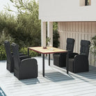 Zwarte tuintafelset met poly rattan materiaal en vulling voor elegant buitenplezier - 150 x 90 x 75 cm - Tuinsets
