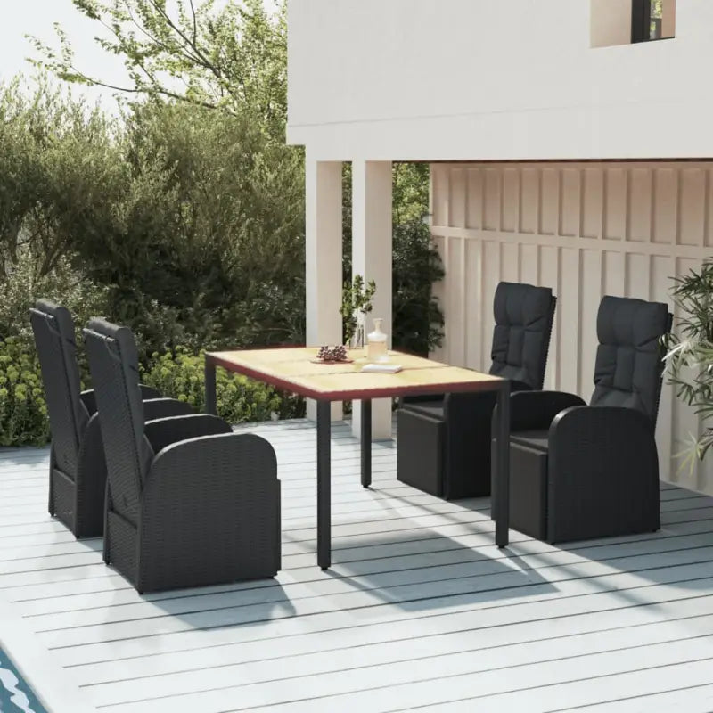 Zwarte tuintafelset met poly rattan materiaal en vulling voor elegant buitenplezier - 150 x 90 x 75 cm - Tuinsets