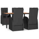 Zwarte tuintafelset met poly rattan materiaal en vulling voor elegant buitenplezier - Tuinsets