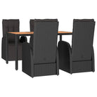 Zwarte tuintafelset met poly rattan materiaal en vulling voor elegant buitenplezier - Tuinsets