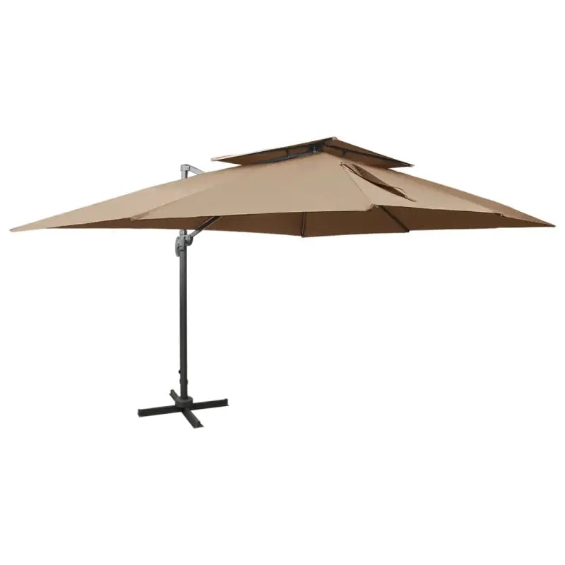 Zweefparasol met dubbel dak voor schaduw en bescherming bij zware regenval - Taupe / 300 x 400 cm / 1 - Parasols