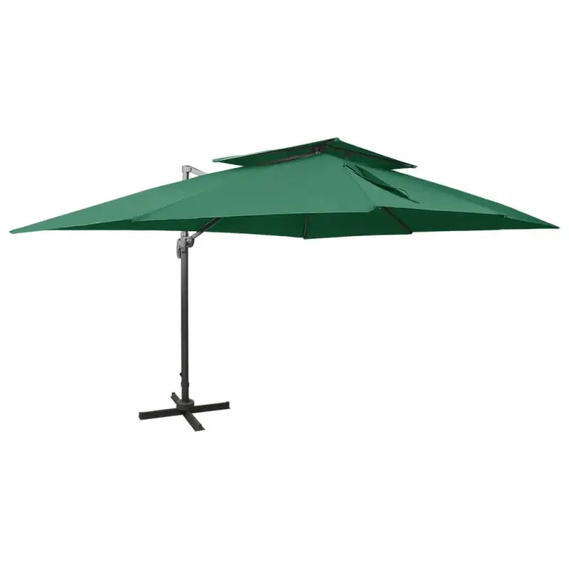 Zweefparasol met dubbel dak voor schaduw en bescherming bij zware regenval - Groen / 300 x 400 cm / 1 - Parasols
