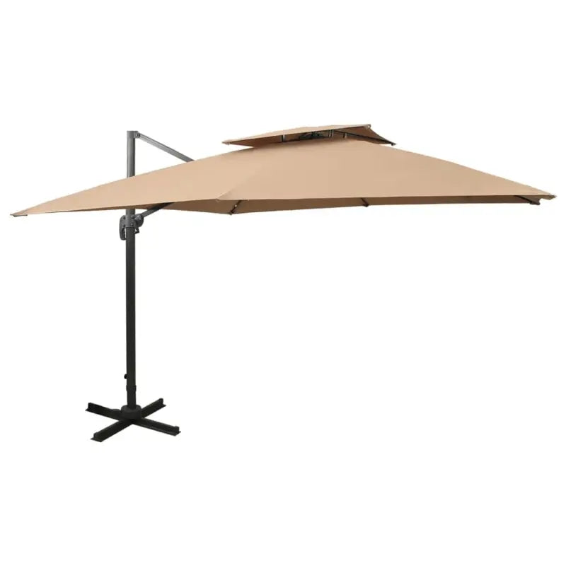 Zweefparasol met dubbel dak voor schaduw en bescherming bij zware regenval - Taupe / 300 x 300 cm / 1 - Parasols