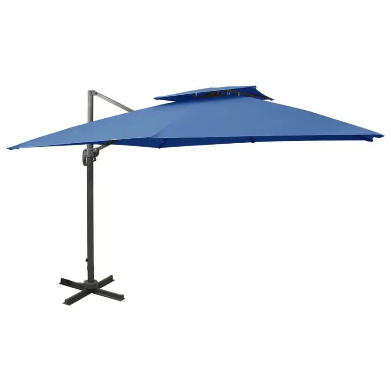 Zweefparasol met dubbel dak voor schaduw en bescherming bij zware regenval - azuurblauw / 300 x 300 cm / 1 - Parasols