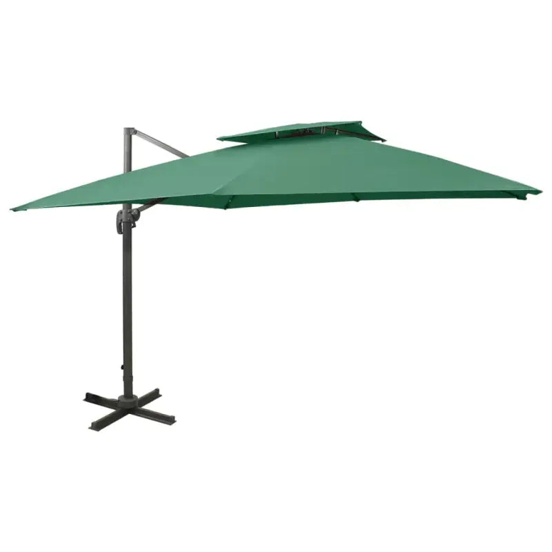 Zweefparasol met dubbel dak voor schaduw en bescherming bij zware regenval - Groen / 300 x 300 cm / 1 - Parasols