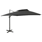 Zweefparasol met dubbel dak voor schaduw en bescherming bij zware regenval - Zwart / 300 x 300 cm / 1 - Parasols