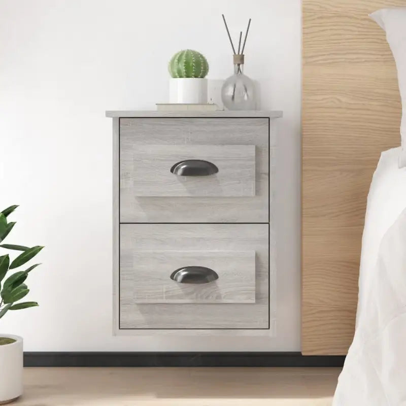 Zwevend nachtkastje in hoogglans wit met elegant ontwerp - Grijs sonoma / 2 - Nachtkastjes
