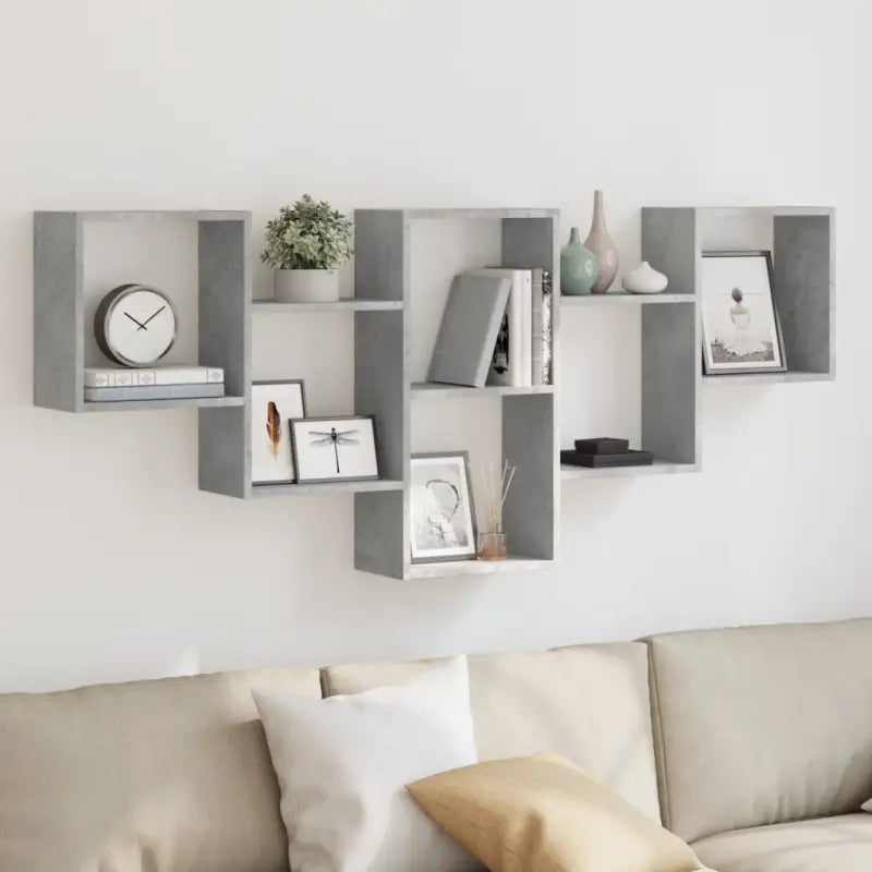 Zwevend schap van bewerkt hout voor maximale ruimtegebruik in je woonruimte - Betongrijs / 1 - Wandplanken