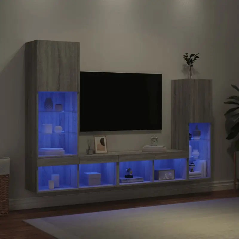 Zwevend TV meubel in Grijs Sonoma met RGB LED-verlichting - Grijs sonoma / 1 - Tv-meubels