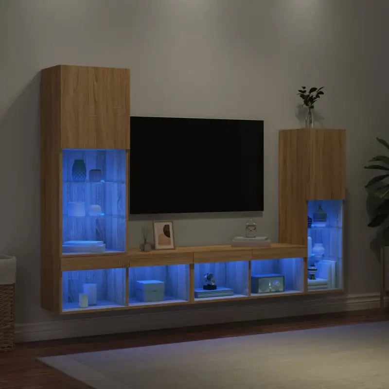 Zwevend TV meubel in Grijs Sonoma met RGB LED-verlichting - Sonoma eiken / 1 - Tv-meubels