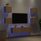 Zwevend tv-meubel in grijs sonoma met rgb led-verlichting - Sonoma eiken / 1 - Tv-meubels