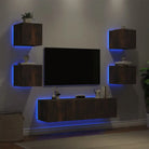 Zwevend tv-meubel in grijs sonoma met rgb led-verlichting - Gerookt eiken / 1 - Tv-meubels
