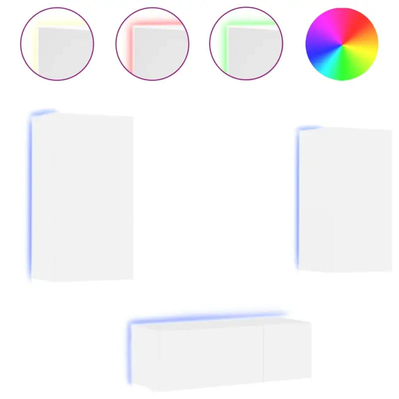 Zwevend tv-meubel met rgb led-verlichting en bewerkt hout - Tv-meubels