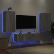Zwevend tv-meubel met RGB LED-verlichting in Grijs Sonoma - Tv-meubels