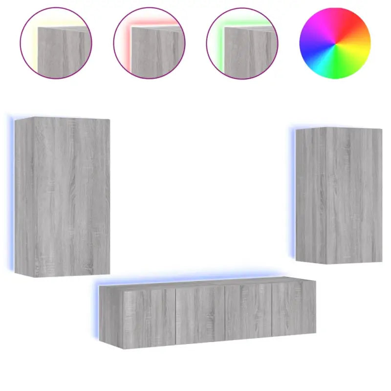 Zwevend tv-meubel met RGB LED-verlichting in Grijs Sonoma - Tv-meubels