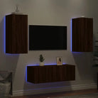 Zwevend tv-meubel met rgb led-verlichting van bewerkt hout - bruin eikenkleur / 1 - Tv-meubels