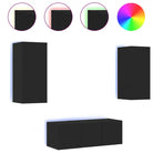 Zwevend tv-meubel met rgb led-verlichting van bewerkt hout - Tv-meubels