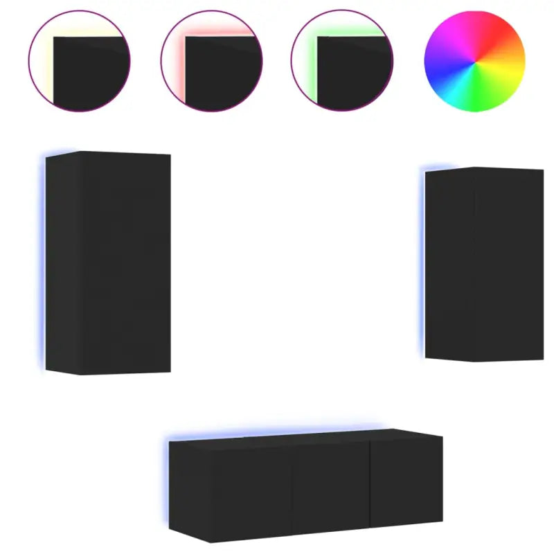 Zwevend tv-meubel met rgb led-verlichting van bewerkt hout - Tv-meubels