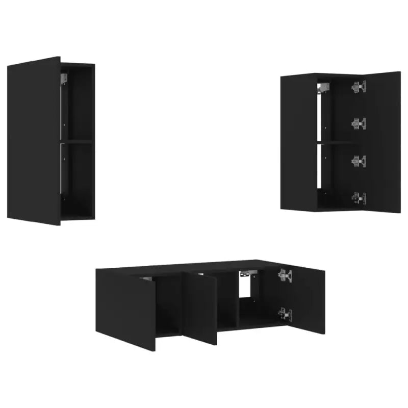 Zwevend tv-meubel met rgb led-verlichting van bewerkt hout - Tv-meubels