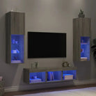 Zwevend tv-meubel van bewerkt hout met rgb led-verlichting - Grijs sonoma / 5 - Tv-meubels
