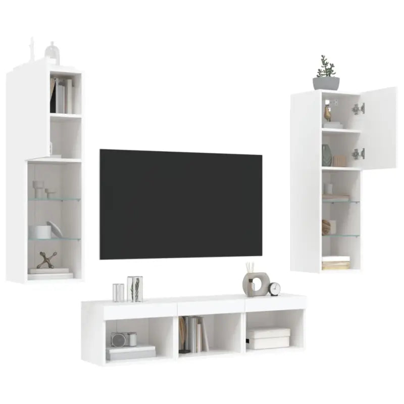 Zwevend tv-meubel van bewerkt hout met rgb led-verlichting - Tv-meubels