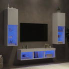 Zwevend tv-meubel van bewerkt hout met rgb led-verlichting - Tv-meubels